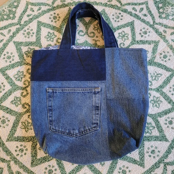 Denim patchwork tote bag - Picture 2 of 4